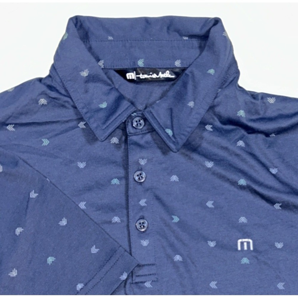 Travis Mathew Golf Polo Mens M All Over Print Arrows Stretch Pima Cotton Blend‎